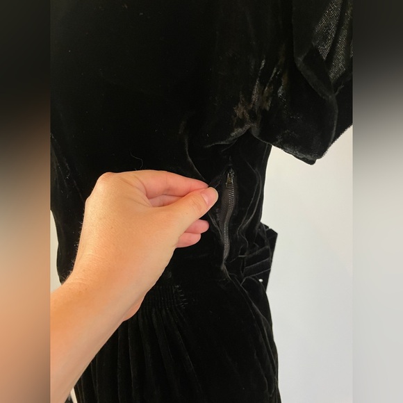 1940s Vintage Black Velvet Dress Hollywood Regency Pin Up Girl Rockabilly Small - Picture 11 of 16